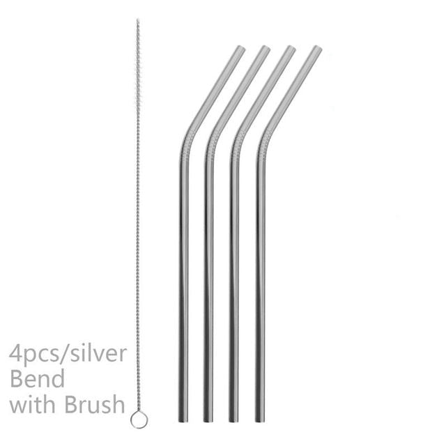 4 Pack Stainless Steel Metal Straw